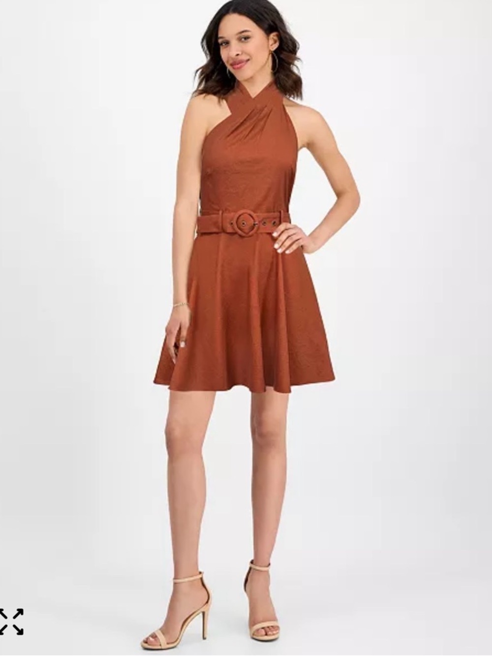 RACHEL Rachel Roy Halter Belted Mini Dress - Rust
